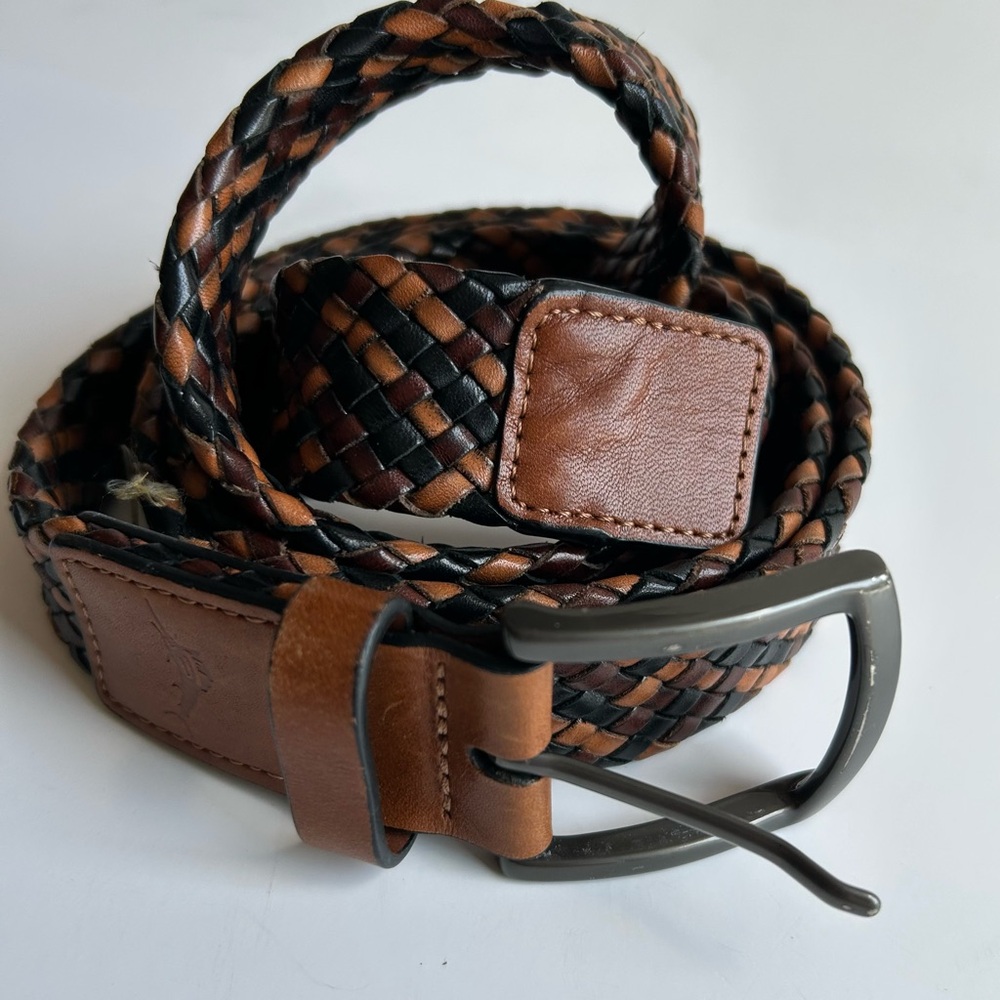 Tommy Bahama Braided Leather Belt Brown Black XL